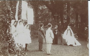3rd of 3 photos depicting The Prayer Book Pageant - May 1913 2 child pilgrims are Hilda Chadwick and Marjorie Lyon also present Walter Chruch and Miss C Williams