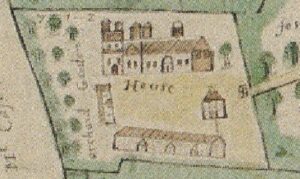 Westcourt FarmPortion from 1668 map, showing farm and outbuildings.